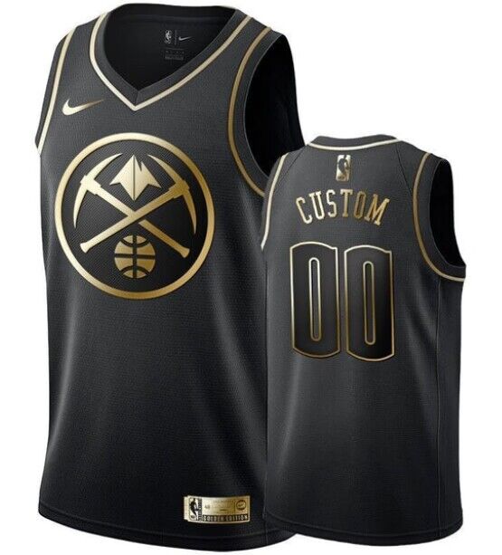Men's Black Denver Nuggets Active Player Custom Gold Swingman Limited Edition Stitched Basketball Jersey